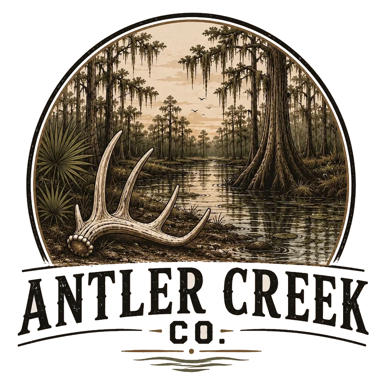 Antler Creek Co. — a shed antler on a cypress creek bank